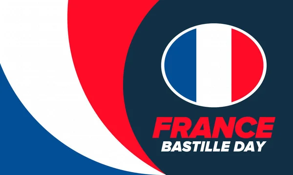 Día Bastilla Francia Fiesta Nacional Feliz Celebrada Anualmente Julio Bandera — Archivo Imágenes Vectoriales