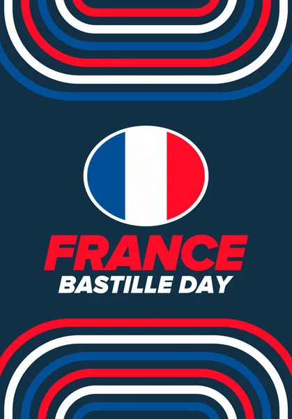 프랑스의 바스티유 기념일 국민의 프랑스 프랑스의 애국심의 요소들 선택적 디자인 — 스톡 벡터