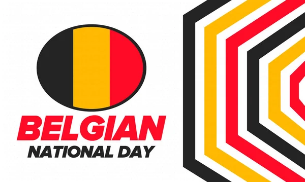 Día Nacional Belga Bélgica Día Independencia Fiesta Anual Bélgica Celebrada — Vector de stock