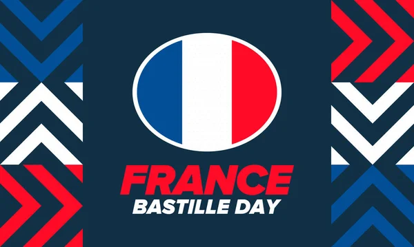 Día Bastilla Francia Fiesta Nacional Feliz Celebrada Anualmente Julio Bandera — Archivo Imágenes Vectoriales