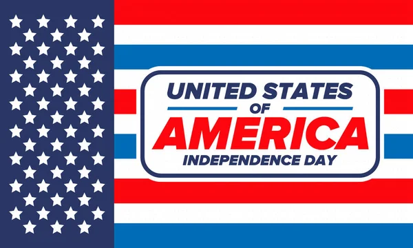 アメリカ独立記念日 7月4日 幸せな国民の休日 7月4日に毎年祝われます アメリカ国旗だ 自由の日だ 愛国的なイベントデザイン ベクターポスター — ストックベクタ