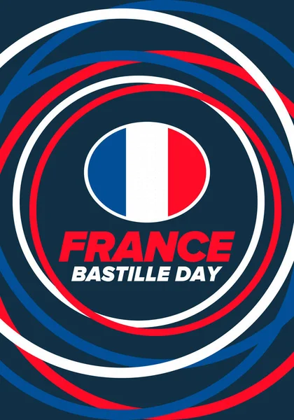 Bastille Day France National Happy Holiday Celebrated Annual July French — Stock Vector