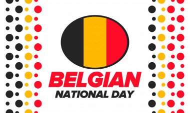 Belgian National Day. Belgium Independence day. Annual holiday in Belgium, celebrated in Jule 21. Patriotic design. Poster, greeting card, banner and background. Vector illustration clipart