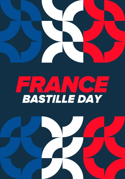 Día Bastilla Francia Fiesta Nacional Feliz Celebrada Anualmente Julio Bandera — Vector de stock