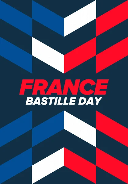 Día Bastilla Francia Fiesta Nacional Feliz Celebrada Anualmente Julio Bandera — Archivo Imágenes Vectoriales