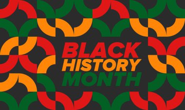 Siyahların Tarihi Ayı. Afrikalı Amerikan Tarihi. Yıllık kutlama. Şubat 'ta Amerika ve Kanada' da. Ekim ayında İngiltere 'de. Poster, kart, afiş, geçmiş. Vektör illüstrasyonu