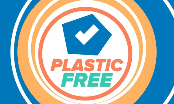 Plástico Livre Mês Para Ambiente Reciclagem Conceito Ecologia Nada Plástico — Vetor de Stock