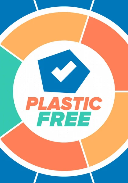 Plastic Free Month Environment Recycle Ecology Concept Plastic Garbage July — ストックベクタ