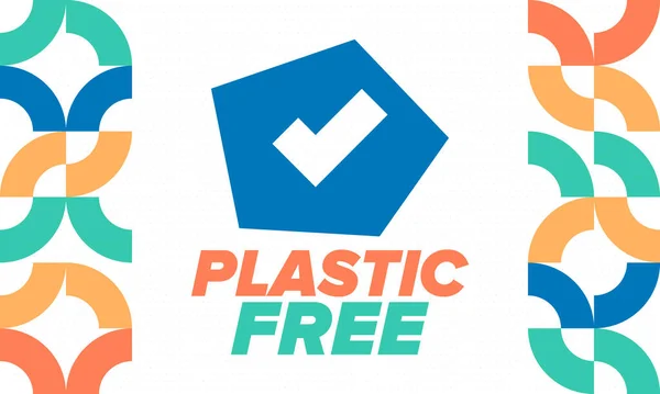 Plastic Free Month Environment Recycle Ecology Concept Plastic Garbage July — ストックベクタ