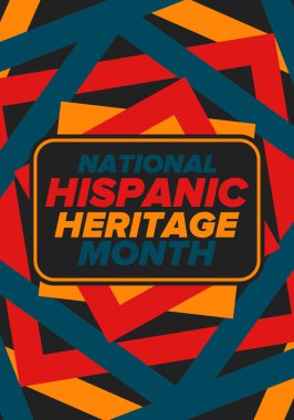 Eylül ve Ekim aylarında Ulusal İspanyol Mirası Ayı. İspanyol ve Latin Amerika kültürü. Birleşik Devletler 'de yıllık kutlama. Poster, kart, afiş ve geçmiş. Vektör illüstrasyonu