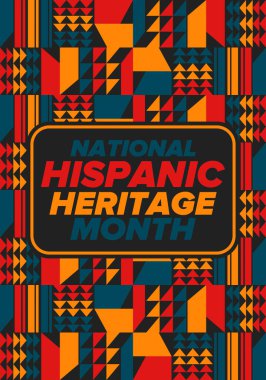 Eylül ve Ekim aylarında Ulusal İspanyol Mirası Ayı. İspanyol ve Latin Amerika kültürü. Birleşik Devletler 'de yıllık kutlama. Poster, kart, afiş ve geçmiş. Vektör illüstrasyonu