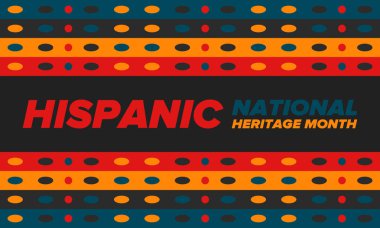Eylül ve Ekim aylarında Ulusal İspanyol Mirası Ayı. İspanyol ve Latin Amerika kültürü. Birleşik Devletler 'de yıllık kutlama. Poster, kart, afiş ve geçmiş. Vektör illüstrasyonu
