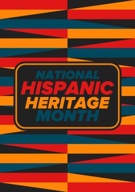 Eylül ve Ekim aylarında Ulusal İspanyol Mirası Ayı. İspanyol ve Latin Amerika kültürü. Birleşik Devletler 'de yıllık kutlama. Poster, kart, afiş ve geçmiş. Vektör illüstrasyonu