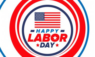 Mutlu İşçi Bayramı. Federal bayram, Amerika 'da yıllık kutlama. Amerikan işçi hareketi. Vatansever Amerikan unsurları. Poster, kart, afiş ve geçmiş. Vektör illüstrasyonu