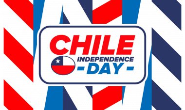 Şili Bağımsızlık Günü. Mutlu bayramlar Patrias. Özgürlük günü. Yıllığı 18 Eylül 'de kutlayın. Şili bayrağı. Vatansever Şili tasarımı. Poster, kart, afiş, şablon, geçmiş. Vektör