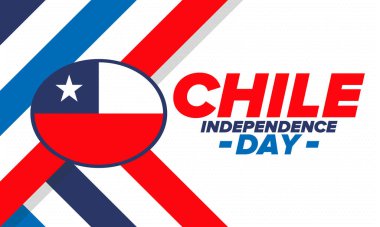 Şili Bağımsızlık Günü. Mutlu bayramlar Patrias. Özgürlük günü. Yıllığı 18 Eylül 'de kutlayın. Şili bayrağı. Vatansever Şili tasarımı. Poster, kart, afiş, şablon, geçmiş. Vektör