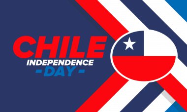 Şili Bağımsızlık Günü. Mutlu bayramlar Patrias. Özgürlük günü. Yıllığı 18 Eylül 'de kutlayın. Şili bayrağı. Vatansever Şili tasarımı. Poster, kart, afiş, şablon, geçmiş. Vektör