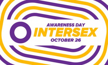 Cinsiyetler arası farkındalık günü. İnsan Hakları. Uluslararası gözlemlenen bir olay. Yıllığı 26 Ekim 'de kutlayın. Cinsiyetler arası insanlar topluluğu. Özgürlük ve dayanışma. Poster, kart, afiş ve geçmiş. Vektör