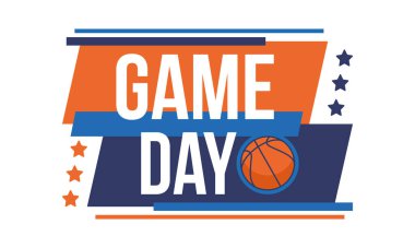 Maç günü. Mart ayında basketbol playoff 'u. Amerika 'da süper spor partisi. Sezon turnuvasının son maçları. Profesyonel takım şampiyonluğu. Basketbol topu. Spor afişi. Vektör