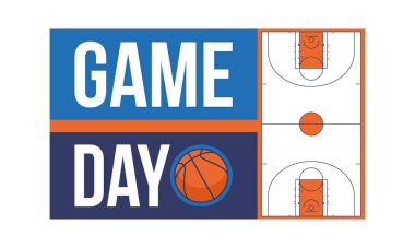 Maç günü. Mart ayında basketbol playoff 'u. Amerika 'da süper spor partisi. Sezon turnuvasının son maçları. Profesyonel takım şampiyonluğu. Basketbol topu. Spor afişi. Vektör