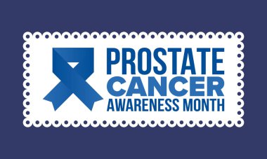 Eylül 'de prostat kanseri farkındalığı ayı. Kasım 'da hareket et. Erkek Sağlığı. Tıbbi sağlık ve farkındalık tasarımı. oster, kart, afiş ve arkaplan. Vektör illüstrasyonu