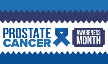 Eylül 'de prostat kanseri farkındalığı ayı. Kasım 'da hareket et. Erkek Sağlığı. Tıbbi sağlık ve farkındalık tasarımı. oster, kart, afiş ve arkaplan. Vektör illüstrasyonu