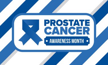 Eylül 'de prostat kanseri farkındalığı ayı. Kasım 'da hareket et. Erkek Sağlığı. Tıbbi sağlık ve farkındalık tasarımı. oster, kart, afiş ve arkaplan. Vektör illüstrasyonu