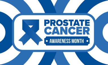 Eylül 'de prostat kanseri farkındalığı ayı. Kasım 'da hareket et. Erkek Sağlığı. Tıbbi sağlık ve farkındalık tasarımı. oster, kart, afiş ve arkaplan. Vektör illüstrasyonu