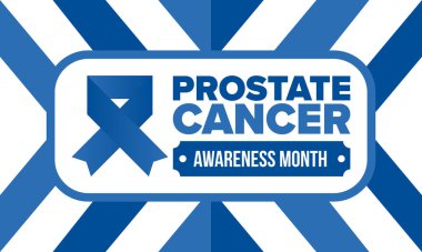 Eylül 'de prostat kanseri farkındalığı ayı. Kasım 'da hareket et. Erkek Sağlığı. Tıbbi sağlık ve farkındalık tasarımı. oster, kart, afiş ve arkaplan. Vektör illüstrasyonu