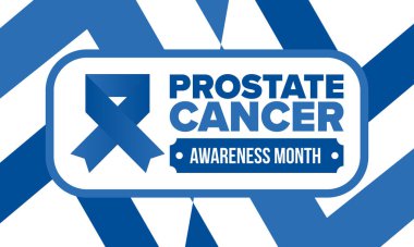 Eylül 'de prostat kanseri farkındalığı ayı. Kasım 'da hareket et. Erkek Sağlığı. Tıbbi sağlık ve farkındalık tasarımı. oster, kart, afiş ve arkaplan. Vektör illüstrasyonu