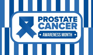 Eylül 'de prostat kanseri farkındalığı ayı. Kasım 'da hareket et. Erkek Sağlığı. Tıbbi sağlık ve farkındalık tasarımı. oster, kart, afiş ve arkaplan. Vektör illüstrasyonu