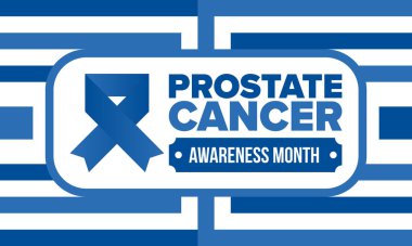 Eylül 'de prostat kanseri farkındalığı ayı. Kasım 'da hareket et. Erkek Sağlığı. Tıbbi sağlık ve farkındalık tasarımı. oster, kart, afiş ve arkaplan. Vektör illüstrasyonu