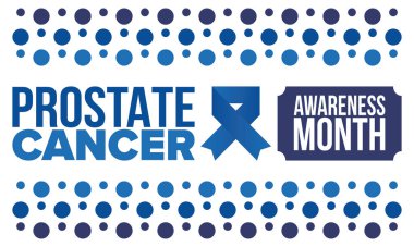 Eylül 'de prostat kanseri farkındalığı ayı. Kasım 'da hareket et. Erkek Sağlığı. Tıbbi sağlık ve farkındalık tasarımı. oster, kart, afiş ve arkaplan. Vektör illüstrasyonu