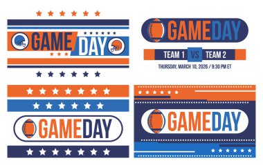 Game Day. American football playoff. Super Party in United States. Final game of regular season. Professional team championship. Ball for american football. Sport poster. Vector illustration