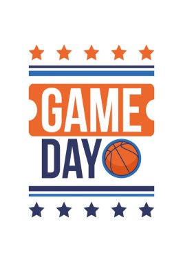 Maç günü. Mart ayında basketbol playoff 'u. Amerika 'da süper spor partisi. Sezon turnuvasının son maçları. Profesyonel takım şampiyonluğu. Basketbol topu. Spor afişi. Vektör