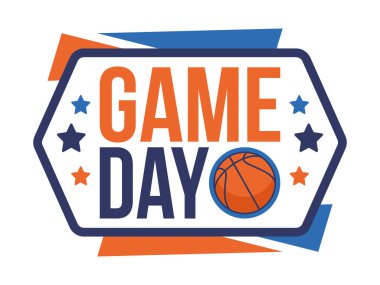 Maç günü. Mart ayında basketbol playoff 'u. Amerika 'da süper spor partisi. Sezon turnuvasının son maçları. Profesyonel takım şampiyonluğu. Basketbol topu. Spor afişi. Vektör