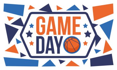 Maç günü. Mart ayında basketbol playoff 'u. Amerika 'da süper spor partisi. Sezon turnuvasının son maçları. Profesyonel takım şampiyonluğu. Basketbol topu. Spor afişi. Vektör