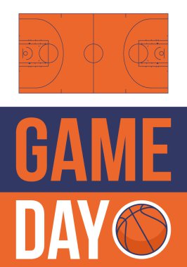 Maç günü. Mart ayında basketbol playoff 'u. Amerika 'da süper spor partisi. Sezon turnuvasının son maçları. Profesyonel takım şampiyonluğu. Basketbol topu. Spor afişi. Vektör