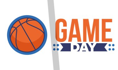 Maç günü. Mart ayında basketbol playoff 'u. Amerika 'da süper spor partisi. Sezon turnuvasının son maçları. Profesyonel takım şampiyonluğu. Basketbol topu. Spor afişi. Vektör