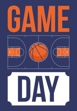 Maç günü. Mart ayında basketbol playoff 'u. Amerika 'da süper spor partisi. Sezon turnuvasının son maçları. Profesyonel takım şampiyonluğu. Basketbol topu. Spor afişi. Vektör