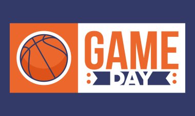 Maç günü. Mart ayında basketbol playoff 'u. Amerika 'da süper spor partisi. Sezon turnuvasının son maçları. Profesyonel takım şampiyonluğu. Basketbol topu. Spor afişi. Vektör