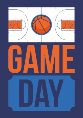 Maç günü. Mart ayında basketbol playoff 'u. Amerika 'da süper spor partisi. Sezon turnuvasının son maçları. Profesyonel takım şampiyonluğu. Basketbol topu. Spor afişi. Vektör