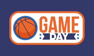 Maç günü. Mart ayında basketbol playoff 'u. Amerika 'da süper spor partisi. Sezon turnuvasının son maçları. Profesyonel takım şampiyonluğu. Basketbol topu. Spor afişi. Vektör