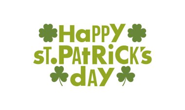 Mutlu Aziz Patrick Günleri. Geleneksel İrlanda tatili. Yıllığı 17 Mart 'ta kutlayın. Yonca ve yonca yaprakları. Yeşil ve turuncu parti tasarımı. İrlanda rengi. Poster, kart, afiş ve geçmiş. Vektör