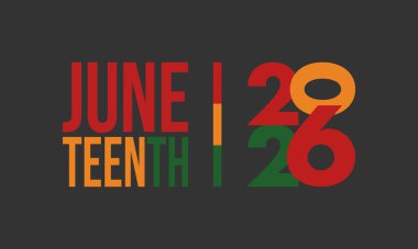 Haziran Bağımsızlık Günü 'nde. Özgürlük ya da Özgürlük Günü. Yıllık Amerikan bayramı, 19 Haziran 'da kutlandı. Afro-Amerikan tarihi ve mirası. Poster, tebrik kartı, afiş ve geçmiş. Vektör