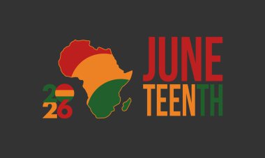 Haziran Bağımsızlık Günü 'nde. Özgürlük ya da Özgürlük Günü. Yıllık Amerikan bayramı, 19 Haziran 'da kutlandı. Afro-Amerikan tarihi ve mirası. Poster, tebrik kartı, afiş ve geçmiş. Vektör