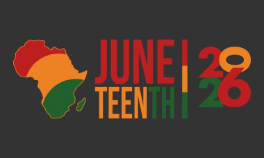 Haziran Bağımsızlık Günü 'nde. Özgürlük ya da Özgürlük Günü. Yıllık Amerikan bayramı, 19 Haziran 'da kutlandı. Afro-Amerikan tarihi ve mirası. Poster, tebrik kartı, afiş ve geçmiş. Vektör