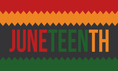 Haziran Bağımsızlık Günü 'nde. Özgürlük ya da Özgürlük Günü. Yıllık Amerikan bayramı, 19 Haziran 'da kutlandı. Afro-Amerikan tarihi ve mirası. Poster, tebrik kartı, afiş ve geçmiş. Vektör