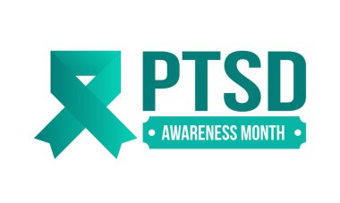 Haziran 'da TSSB Farkındalık Ayı. Travma Sonrası Stres Bozukluğu. Amerika 'da yıllık kutlama. Tıbbi sağlık ve farkındalık tasarımı. Poster, kart, afiş ve geçmiş. Vektör illüstrasyonu