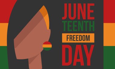Haziran Bağımsızlık Günü 'nde. Özgürlük ya da Özgürlük Günü. Yıllık Amerikan bayramı, 19 Haziran 'da kutlandı. Afro-Amerikan tarihi ve mirası. Poster, tebrik kartı, afiş ve geçmiş. Vektör